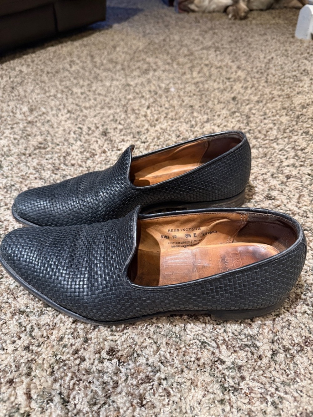 Vintage Crockett & Jones Men's Black Kensington 2 Leather Slip-On Loafers - Picture 3 of 11